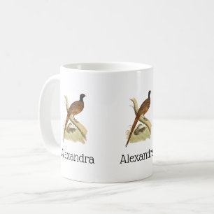 Vintager Fasan auf dem Zweigspiel-Vogel Zeichnend  Kaffeetasse