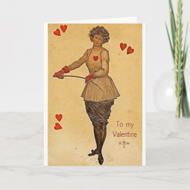 Vintager Fechter/Zaun der Karte des Valentines (Vorderseite)