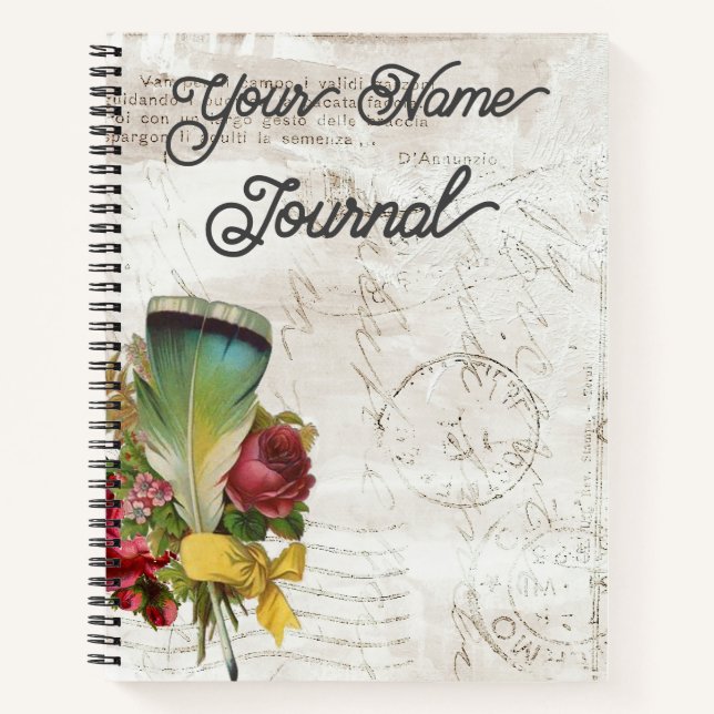 Vintager Federbouquet Postkarte Notizbuch (Vorderseite)