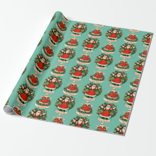 Vintager Feiertagskuchen in Aquamarin Geschenkpapier