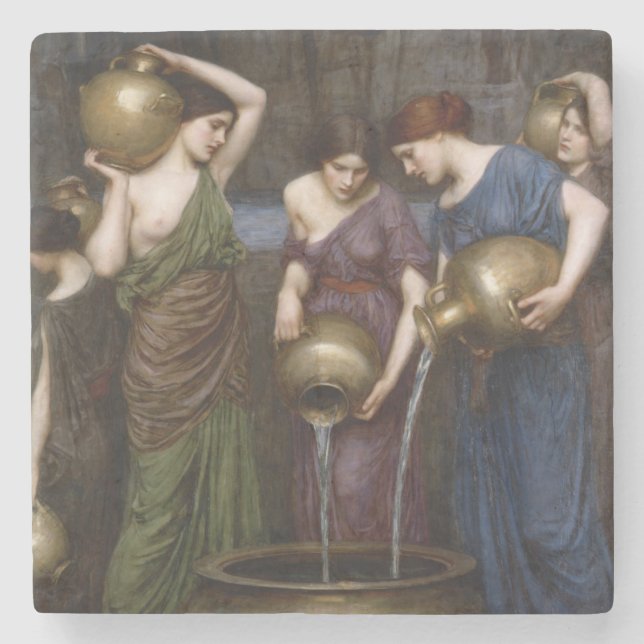 Vintager feine Kunst Danaides Waterhouse Steinuntersetzer (Vorderseite)