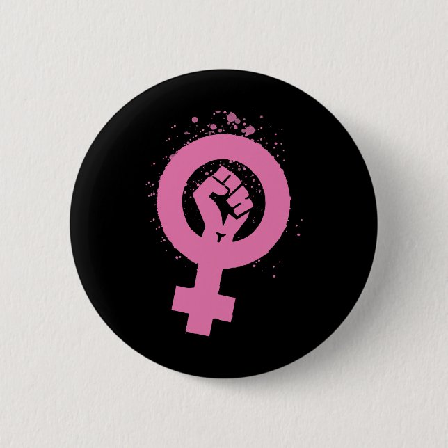 Vintager Feminismus Symboldesign Button (Vorderseite)