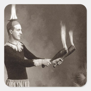 Vintager Feuerschlucker Quadratischer Aufkleber