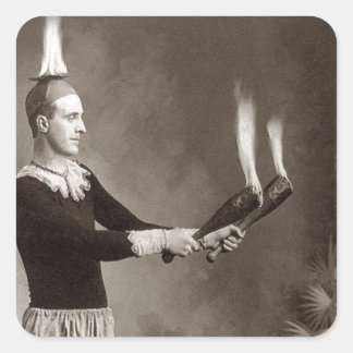 Vintager Feuerschlucker Quadratischer Aufkleber