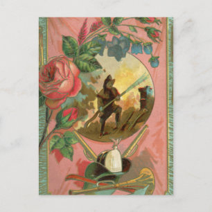 Vintager Feuerwehrabdeckung der 1880er Jahre Postkarte