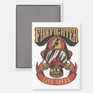 Vintager Feuerwehrhelm rettet Leben Magnet