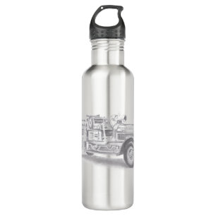 Vintager Feuerwehrleute zeichne  Edelstahlflasche