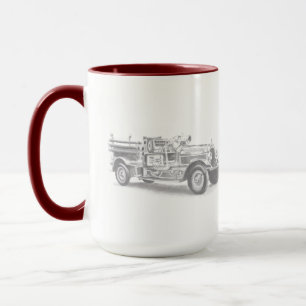 Vintager Feuerwehrleute zeichne Tasse