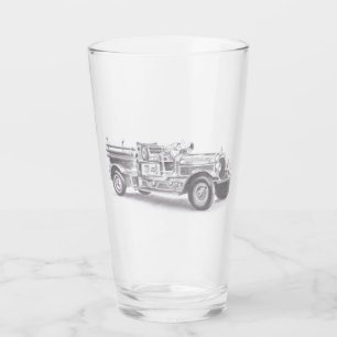 Vintager Feuerwehrleute zeichnend Bleistiftstiftfe Glas