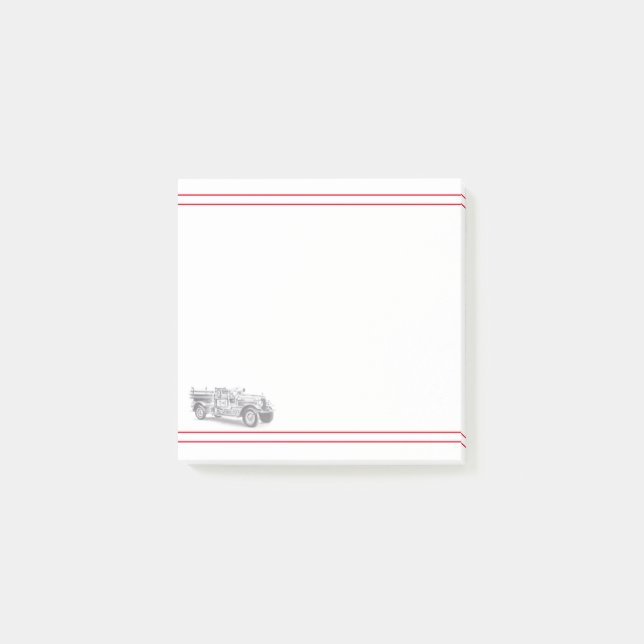 Vintager Feuerwehrleute zeichnend Bleistiftstiftfe Post-it Klebezettel (Vorderseite)