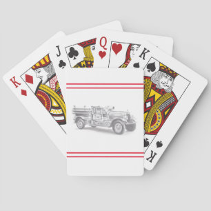 Vintager Feuerwehrleute zeichnend Bleistiftstiftfe Spielkarten