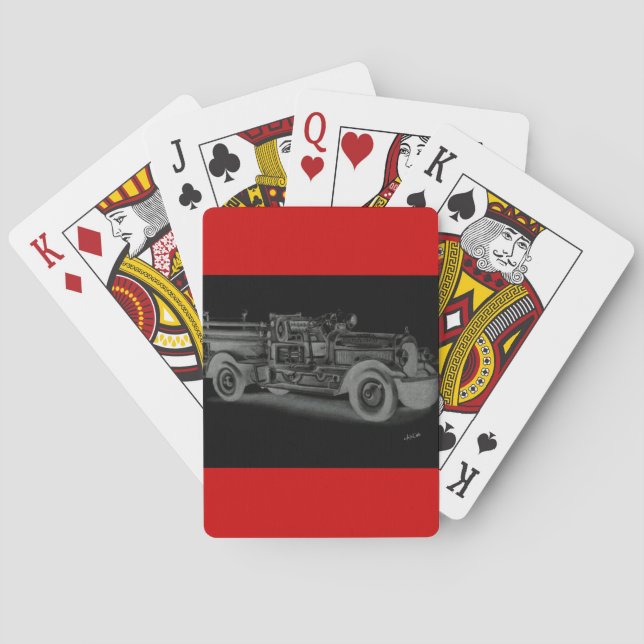 Vintager Feuerwehrwagen Spielkarten (Rückseite)