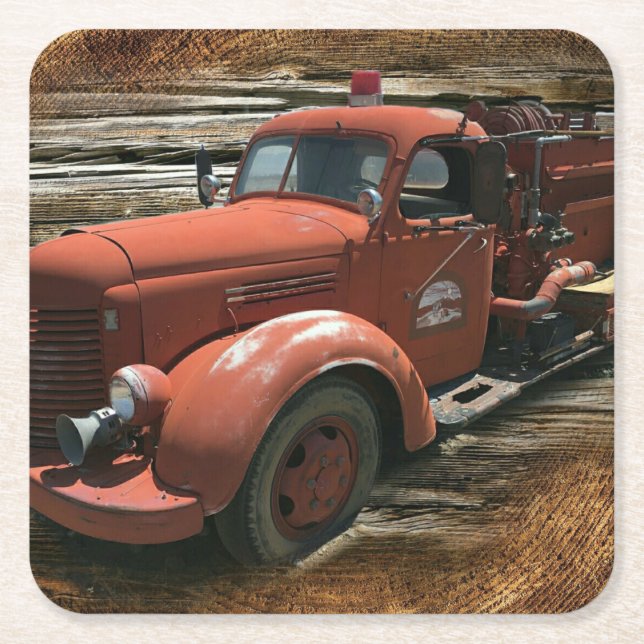 Vintager Feuerzug Rechteckiger Pappuntersetzer (Vorderseite)