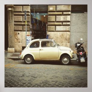 Vintager Fiat in Rom Poster