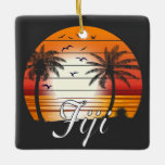Vintager Fiji Palm Tree Summer Beach Keramikornament<br><div class="desc">Phantastisches Vintages Fiji Design für Strandliebhaber im Sommer.</div>