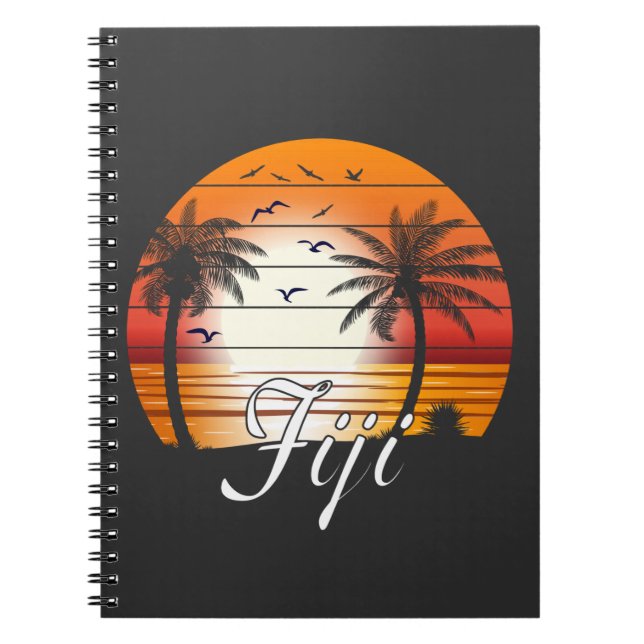 Vintager Fiji Palm Tree Summer Beach Notizblock (Vorderseite)