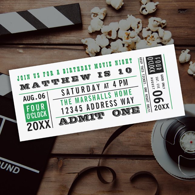 Vintager Filmticket Geburtstag Benutzerdefinierte  Einladung (Von Creator hochgeladen)