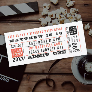 Vintager Filmticket Geburtstag Benutzerdefinierte Einladung