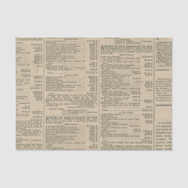 Vintager Finanzbericht Seidenpapier (Vorderseite)