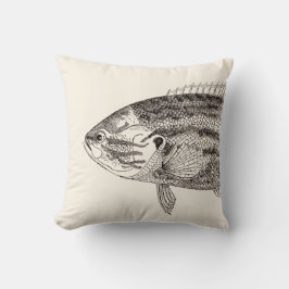 Vintager Fisch-Illustrations-Kopf und Schwanz Kissen