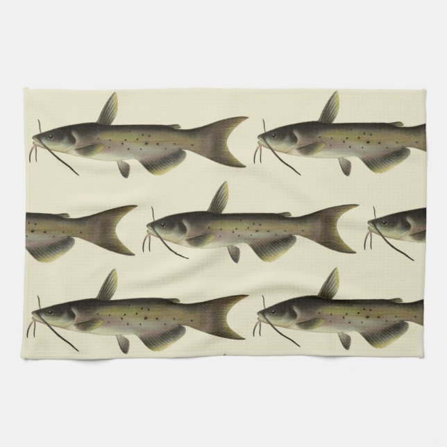 Vintager Fisch, Marine Life River Fish Geschirrtuch (Horizontal)