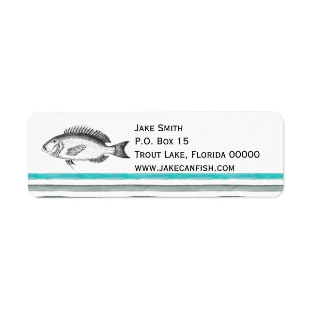 Vintager Fisch mit Aquarelllinien Fischer (Vorne)