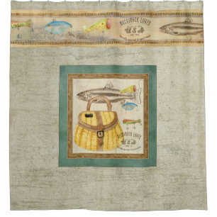 Vintager Fischen-Cabin Duschvorhang