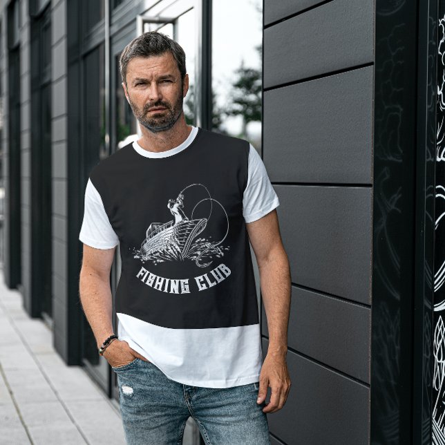 Vintager Fischerclub Schwarz/Weiß T-Shirt (Von Creator hochgeladen)