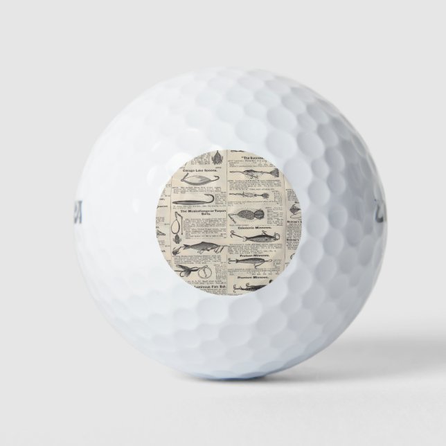 Vintager Fischfang: Antiker Fischer aus den 1900er Golfball (Vorderseite)