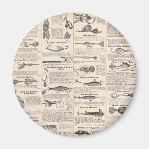 Vintager Fischfang: Antiker Fischer aus den 1900er Magnet