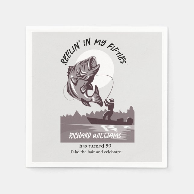 Vintager Fischsee 50. Geburtstag Serviette (Vorderseite)