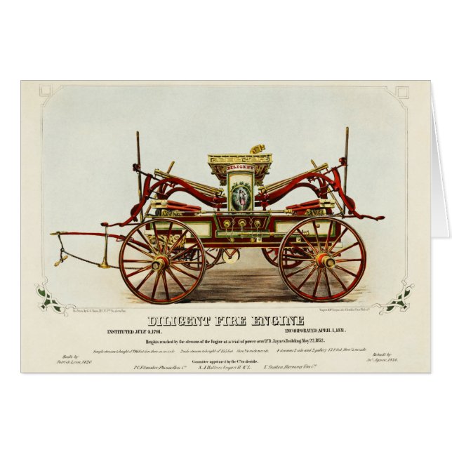 Vintager fleißiger FeuerwehrMotor, 1852, wiederher (Vorderseite (Horizontal))