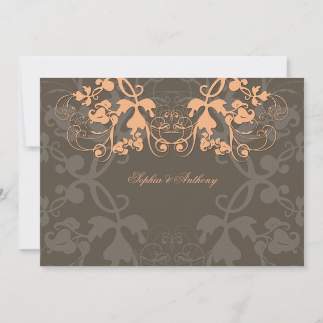 Vintager floraler Blüh Peach Wedding Einladung (Vorderseite)