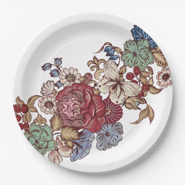 Vintager floraler Cocktail Napkins Pappteller (Vorderseite)