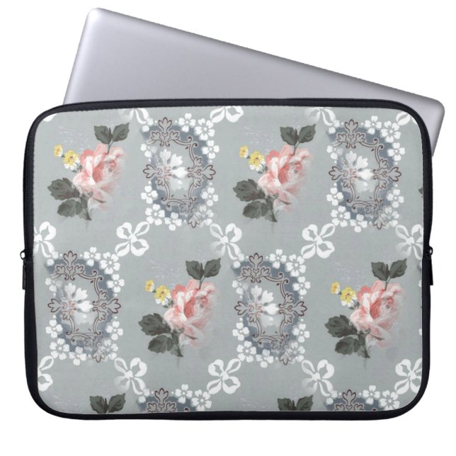 Vintager floraler Hintergrund Laptopschutzhülle (Vorderseite)