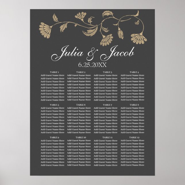 Vintager floraler Hochzeitsplaner Poster (Vorne)