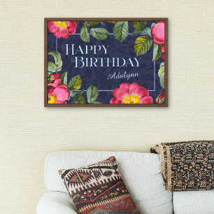 Vintager floraler Individuelle Name Geburtstagsges Poster