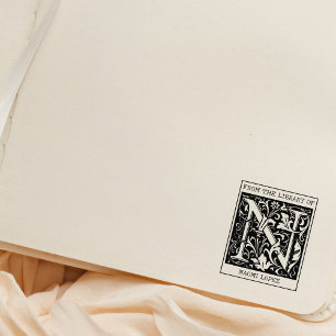 Vintager floraler Monogramm-Letter N aus der Bibli Gummistempel