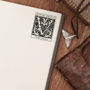 Vintager floraler Monogramm-Letter V aus der Bibli Gummistempel