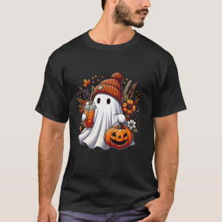 Vintager floraler Niedlich Ghost Pumpkin Halloween T-Shirt