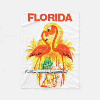 Vintager Florida-Reiseplakat-Flamingoentwurf Fleecedecke