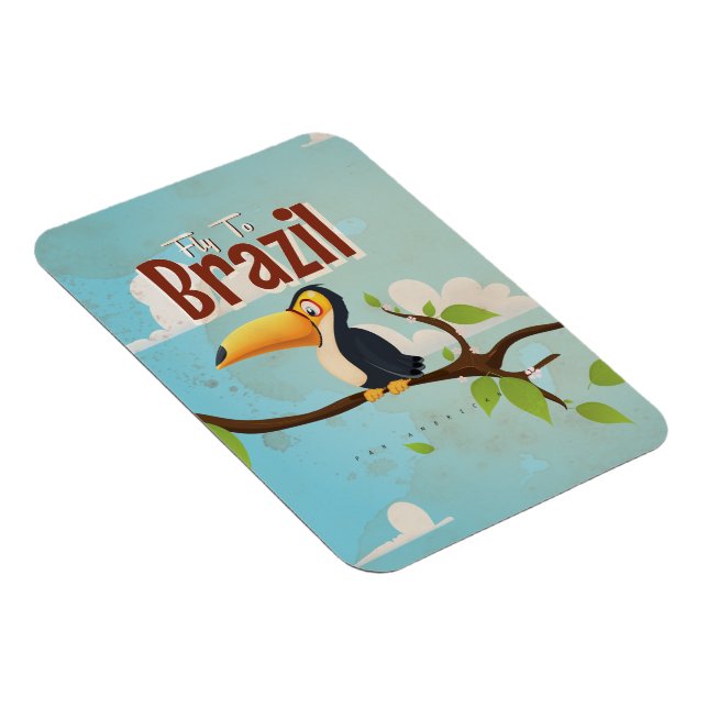 Vintager Flug nach Brasilien Toucan Travel Poster Magnet (Rechte Seite)
