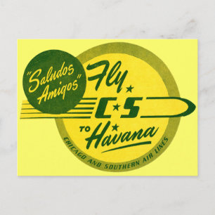 Vintager Flug nach Havanna Postkarte