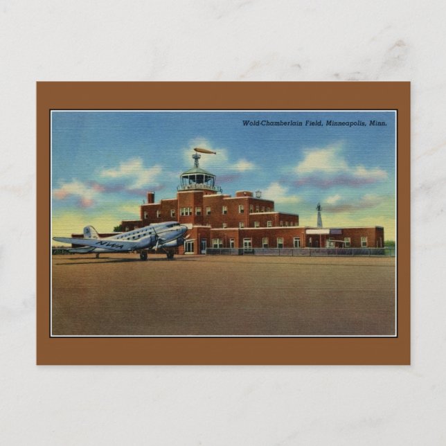Vintager Flughafen Chamberlain Minneapolis Postkarte (Vorderseite)