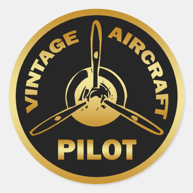 VINTAGER FLUGPILOT RUNDER AUFKLEBER (Vorderseite)