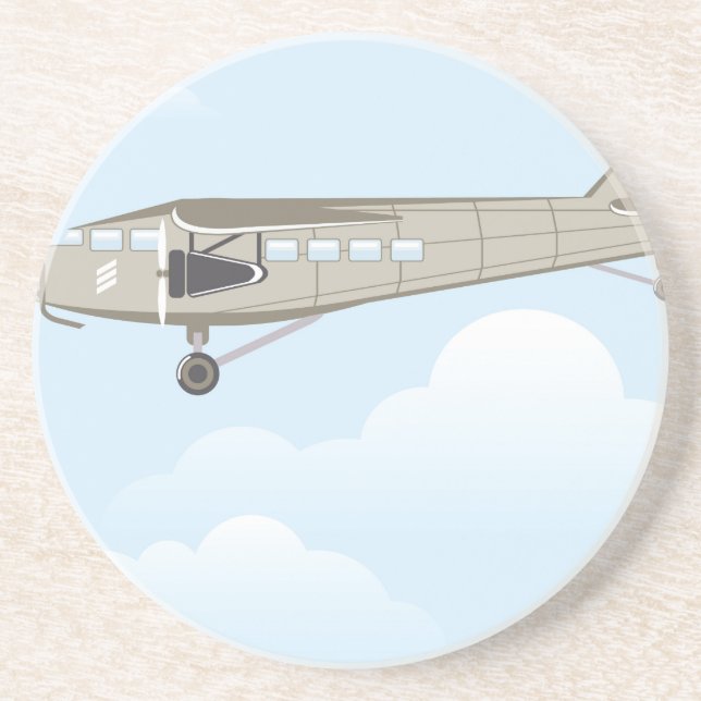 Vintager Flugzeugillustrationsvektor Sandstein Untersetzer (Vorne)