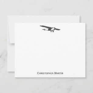 Vintager Flugzeugpilot Retro Gray Moderne Elegant Mitteilungskarte