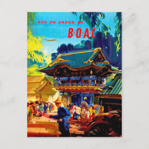 Vintager FLUSS NACH JAPAN VON B.O.A.C. Frank Woott Postkarte