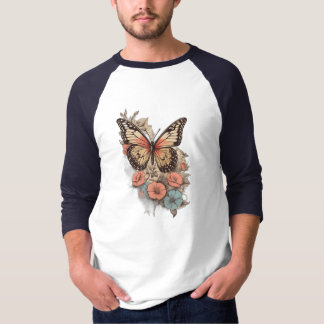 Vintager Flutter: Retro-Schmetterling T-Shirt