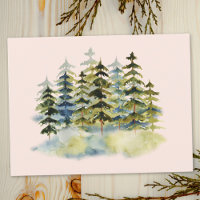 Vintager Foggy Green Pine Forest